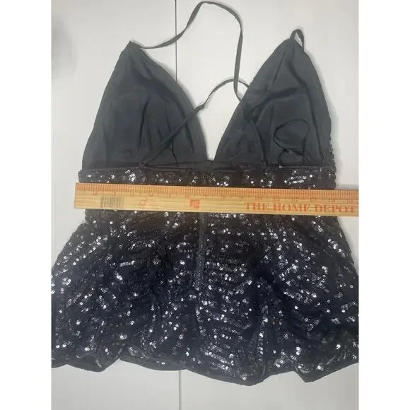 Forever 21 NWT Sequined Peplum Top Size M - Picture 5 of 10